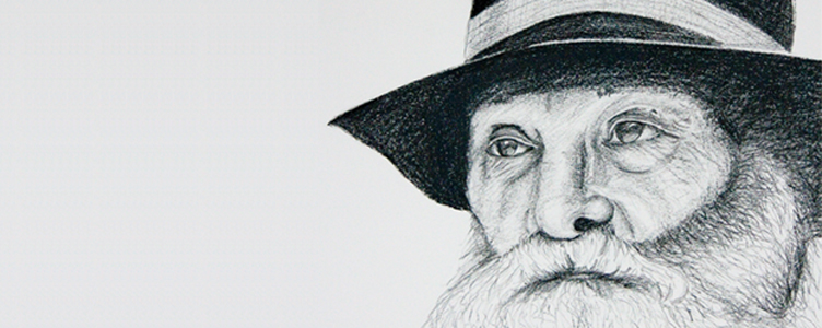 A drawing of an old bearded man