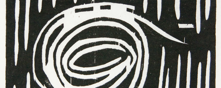 A woodblock print of a circle design